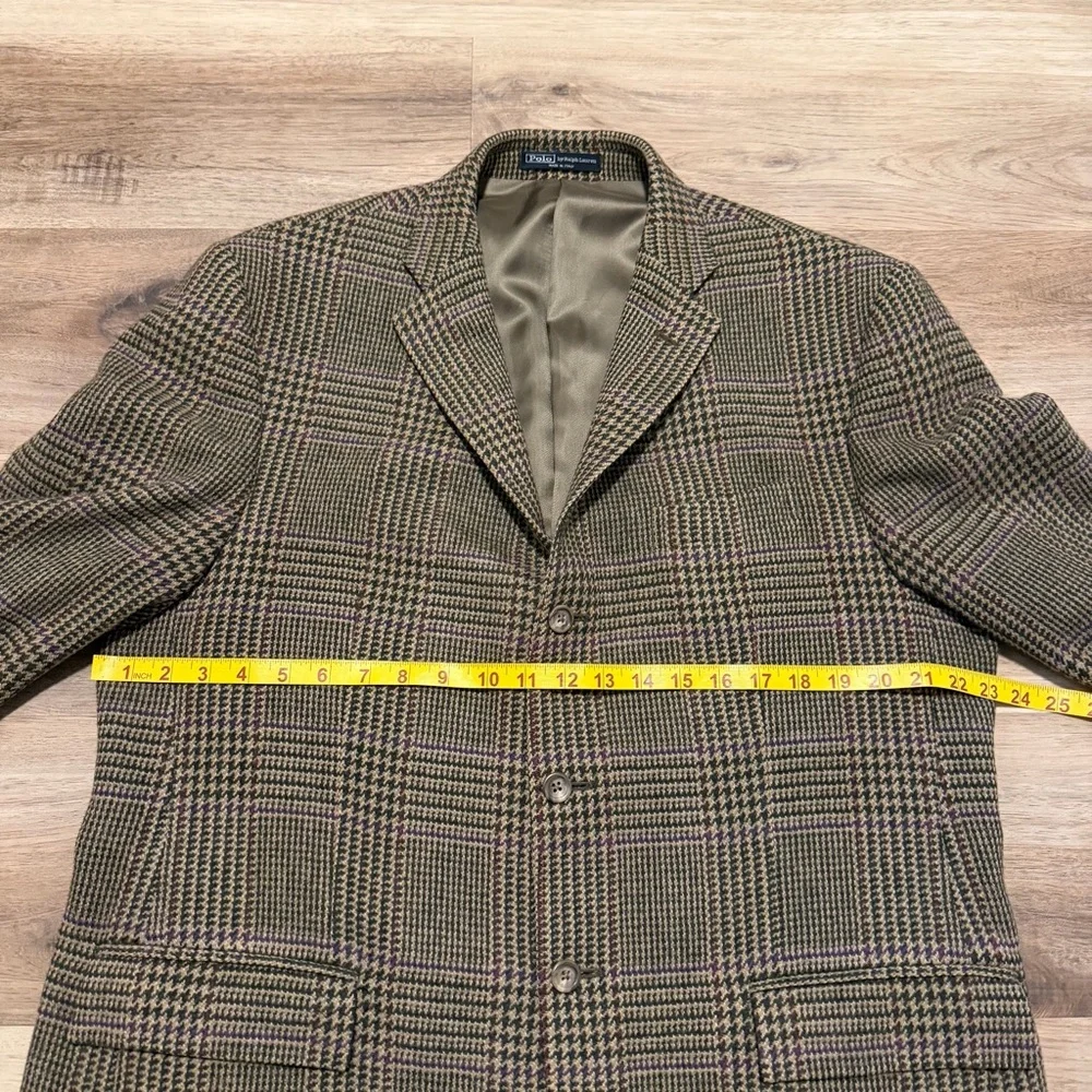 Polo Ralph Lauren Men’s 44 R Corneliani Virgin Wool Blazer Houndstooth Elbow